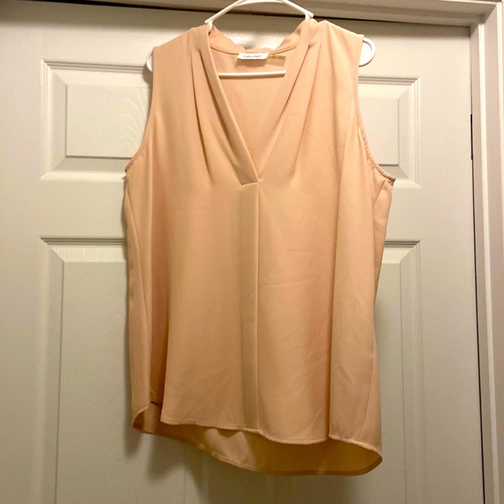 Calvin Klein cream tank top blouse great with work pants or jeans